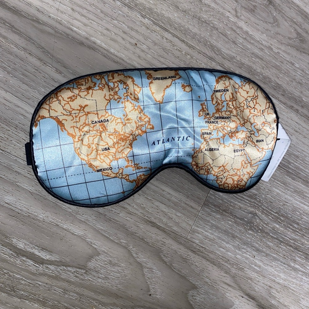Kikkerland Blue and Brown World Map Eye Mask